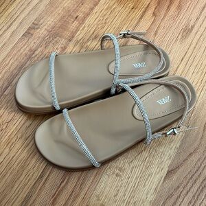 ZARA RHINESTONE FLAT SANDALS - US 7.5